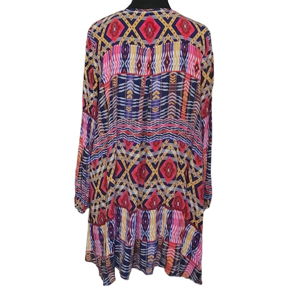 Anthropologie Uncle Frank Small Boho Mixed Print Tassel Tie Tunic Dress $148 - Picture 8 of 9